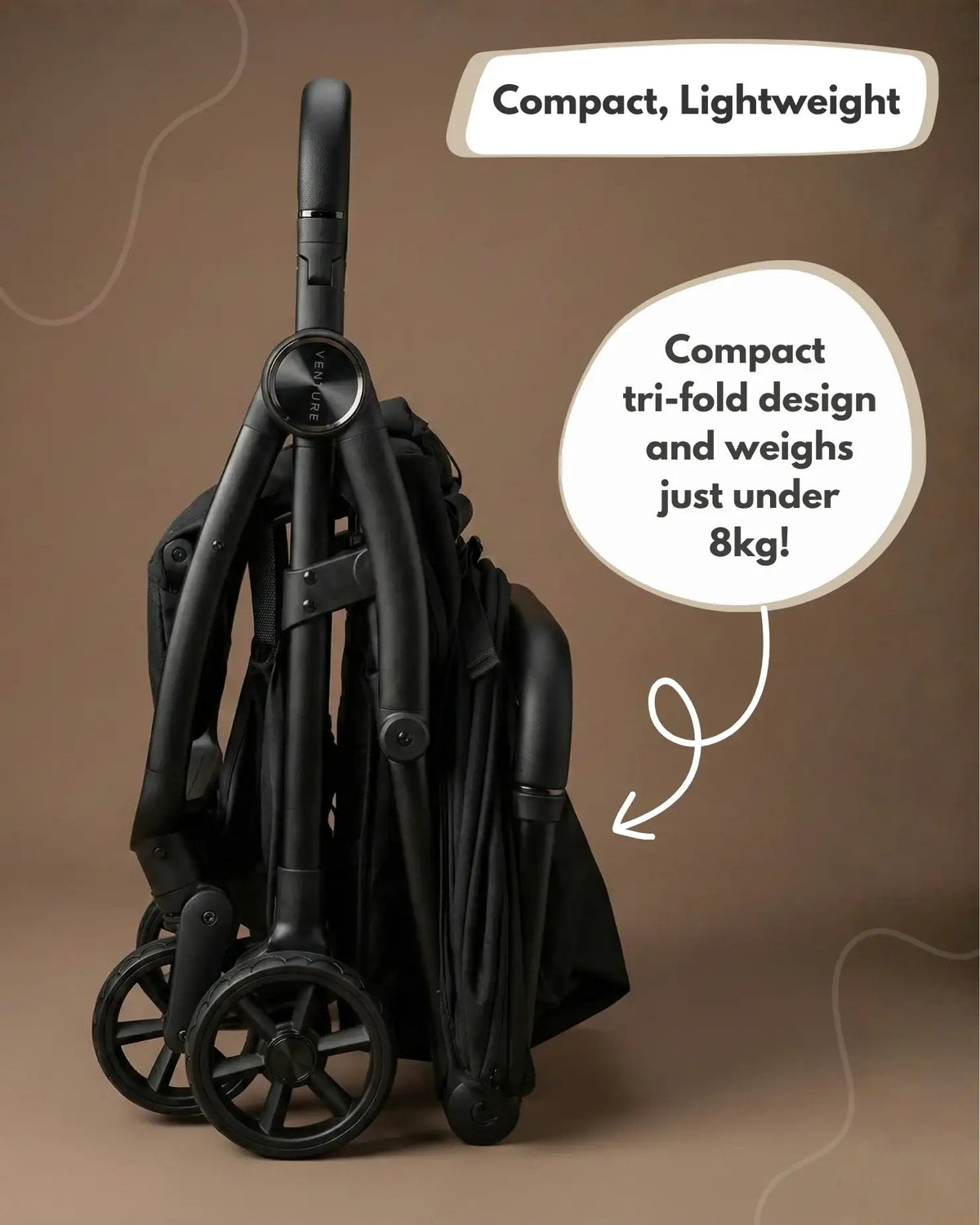 Venture Avio Compact Travel Baby Stroller - Black
