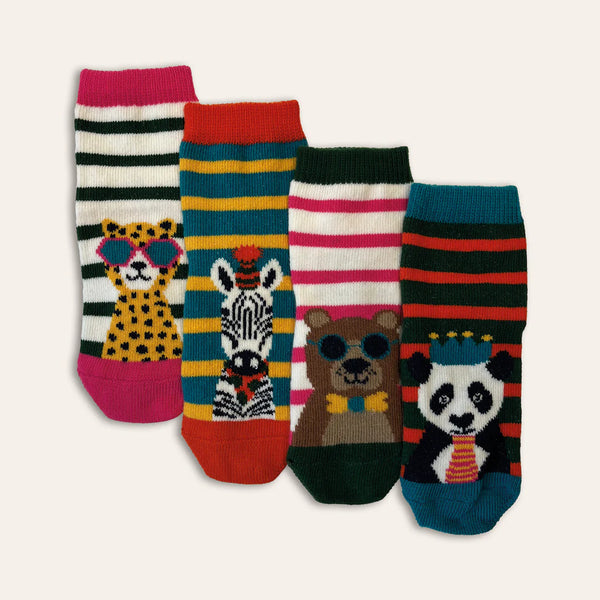 Cub Rocks 4Pk Baby Ankle Socks - Zoo Life