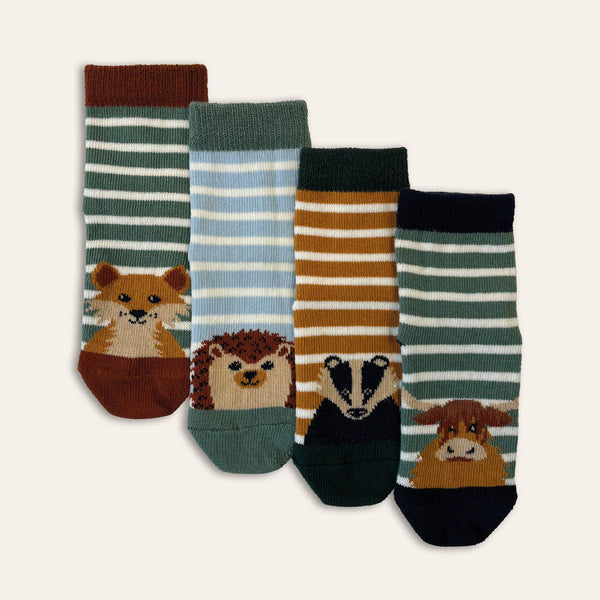 Cub Rocks 4Pk Baby Ankle Socks - Woodlandk