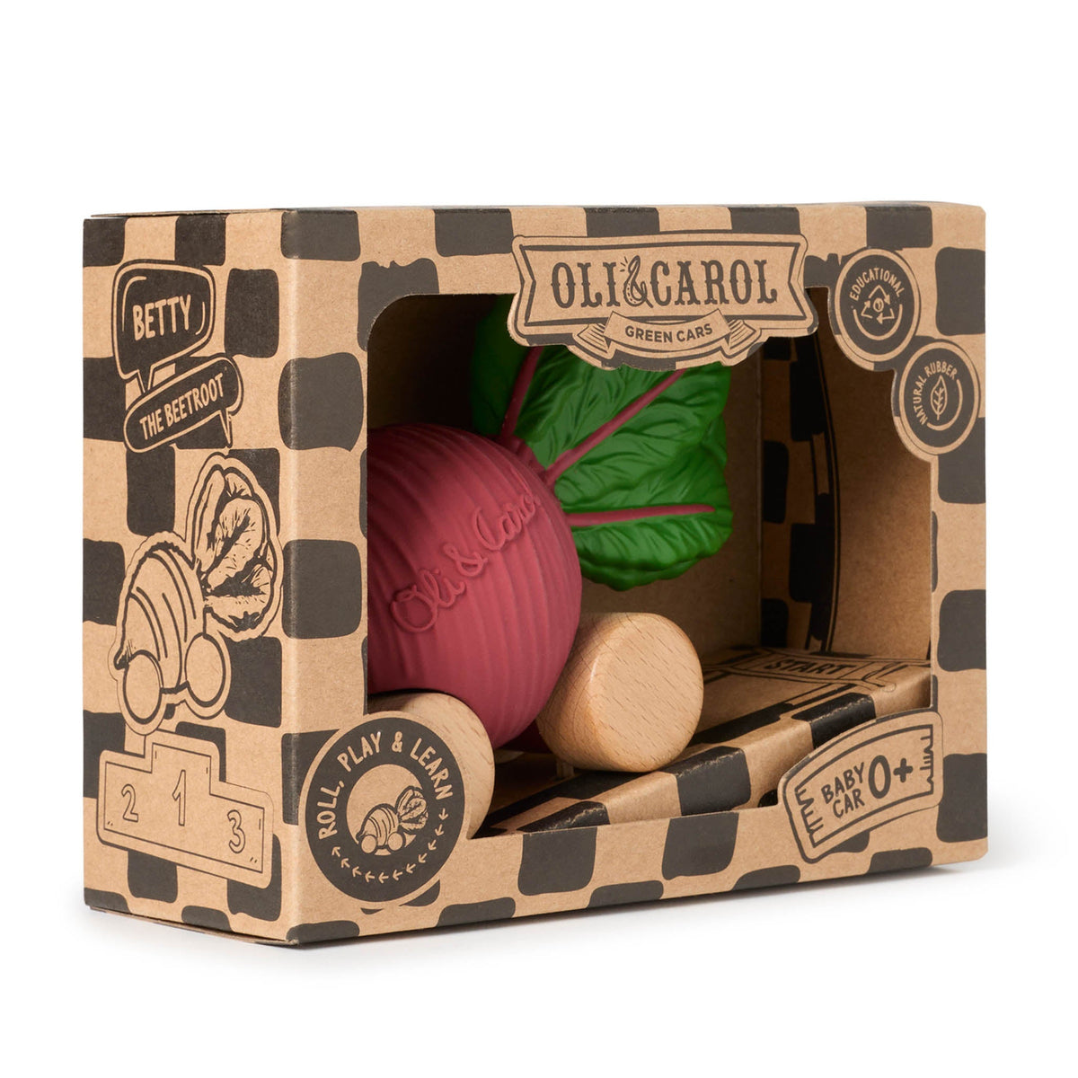 Oli & Carol Betty the Beetroot Natural Rubber Baby Car