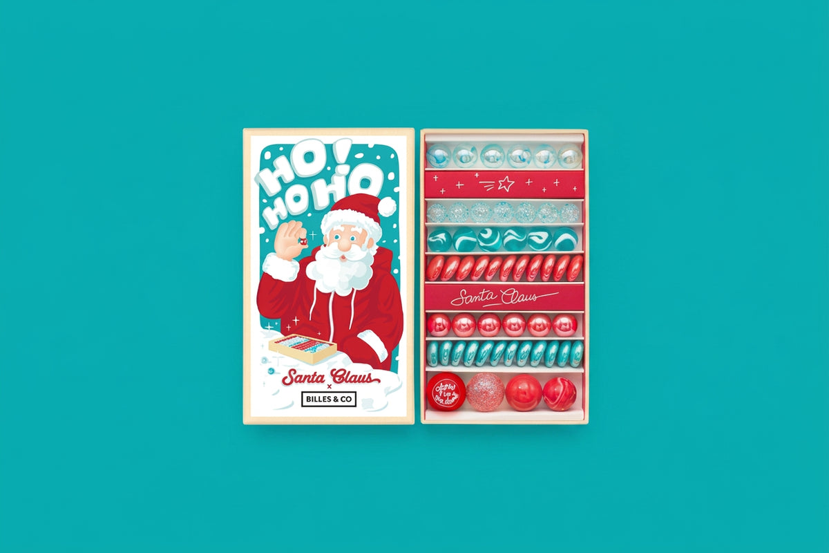 Box of Christmas marbles