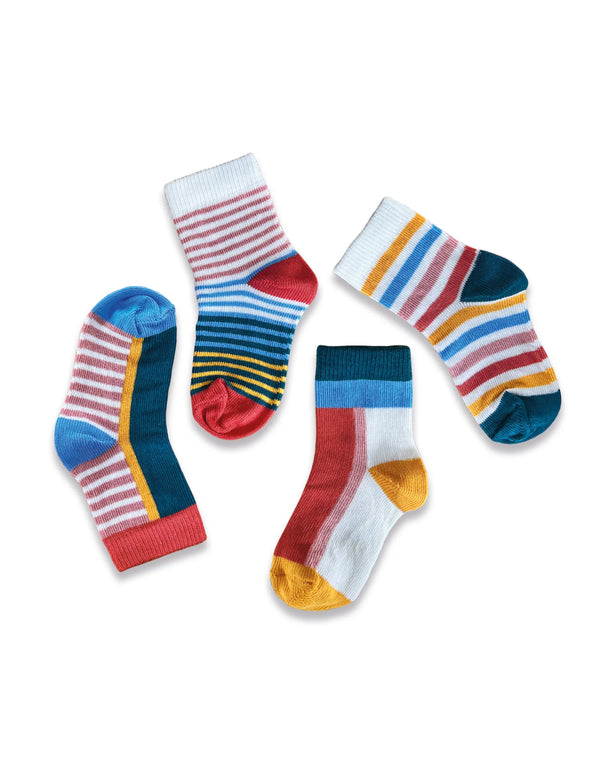 4pk Baby Cotton Block Stripe Socks