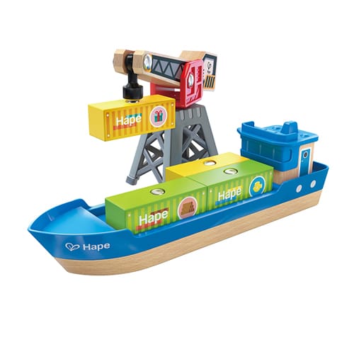 Hape Cargo Ship and Crane Playset