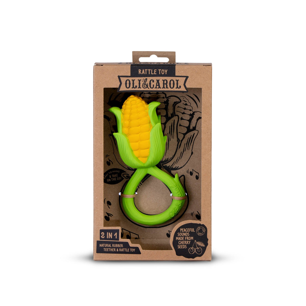 Oli & Carol Corn Natural Rubber Baby Rattle