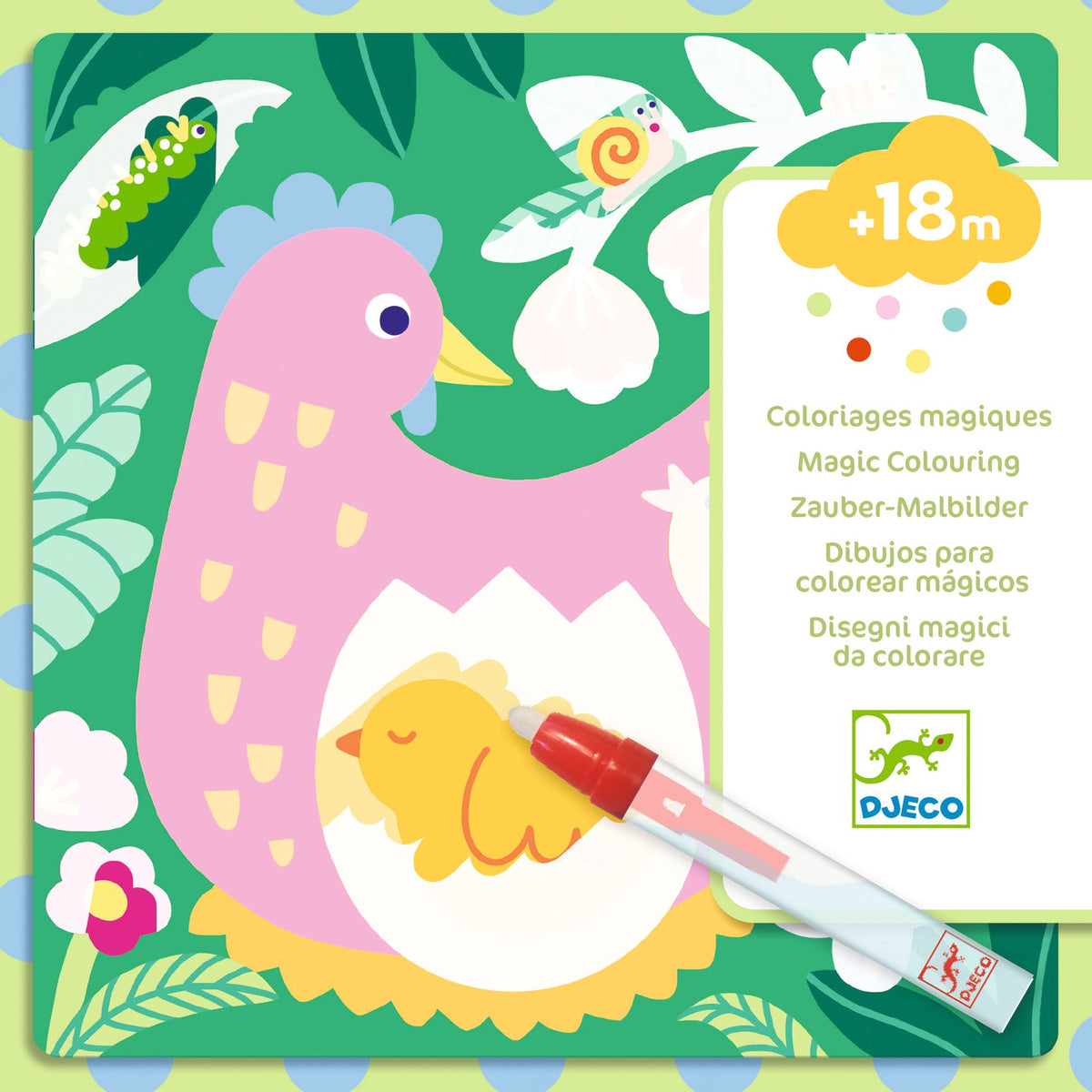 Djeco Magic Colouring - Peekaboo! Garden Baby Animals