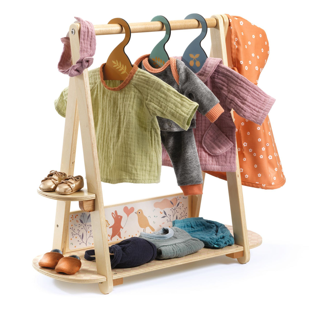 Pomea Dolls Large Clothing Rack + 3 Wooden Hangers