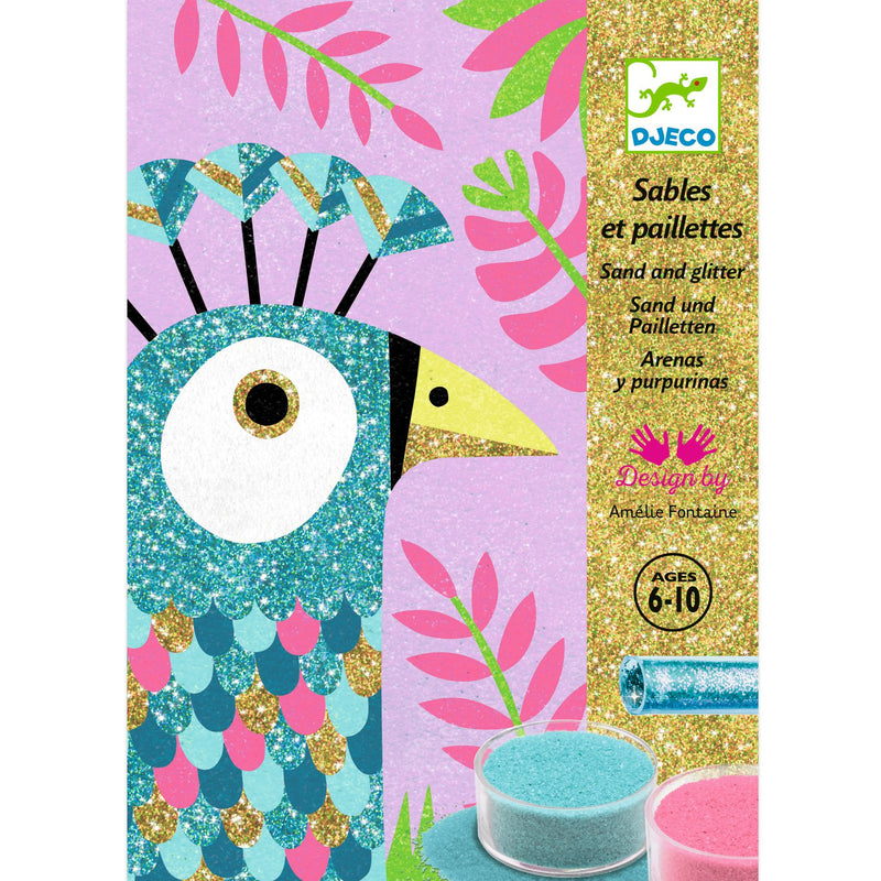 Djeco Sables & Paillettes - Dazzling Birds Sand & Glitter Art