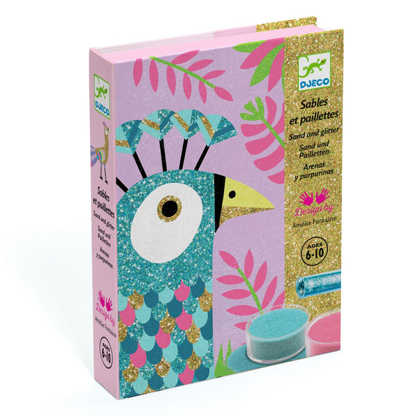 Djeco Sables & Paillettes - Dazzling Birds Sand & Glitter Art