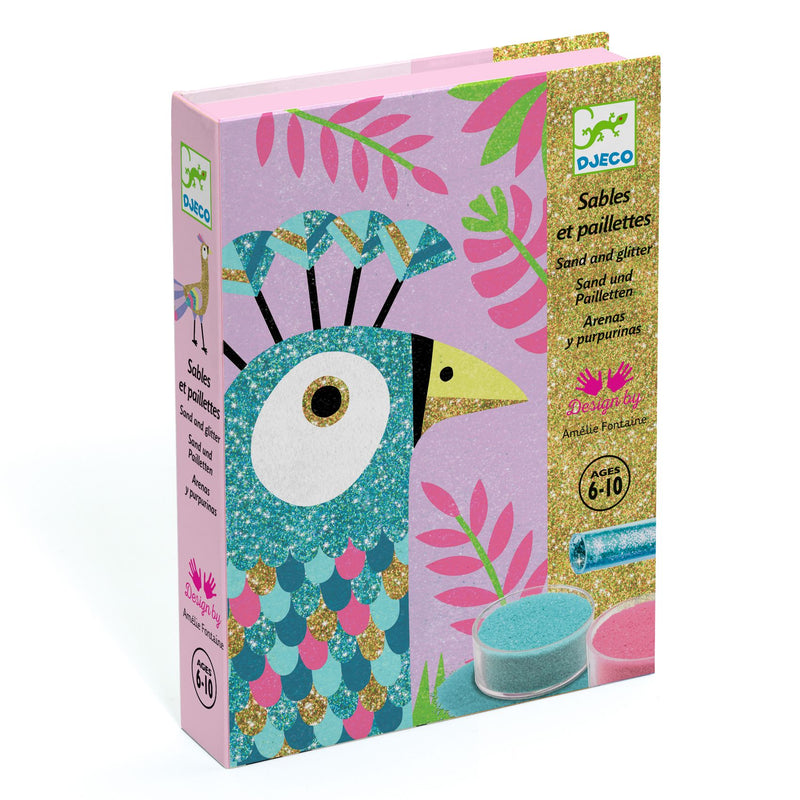 Djeco Sables & Paillettes - Dazzling Birds Sand & Glitter Art