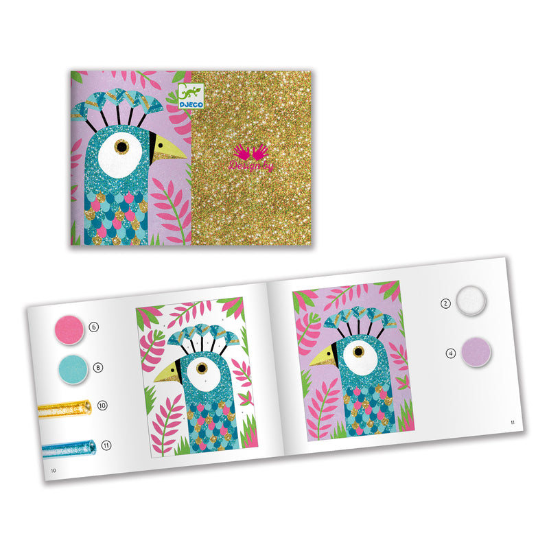 Djeco Sables & Paillettes - Dazzling Birds Sand & Glitter Art