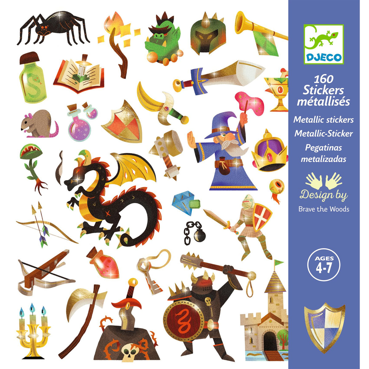Djeco Metallic Stickers -Medieval Fantasy