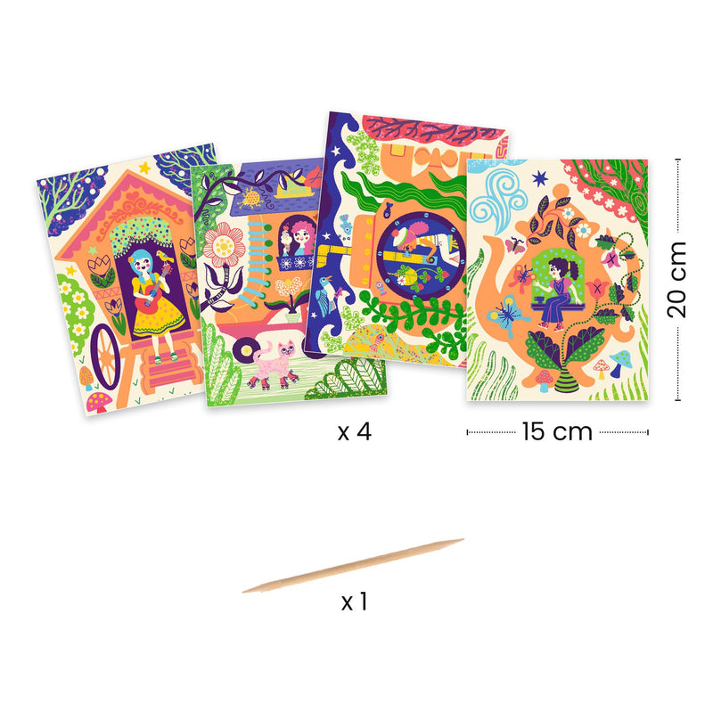 Djeco Scratch Cards - Wacky Houses