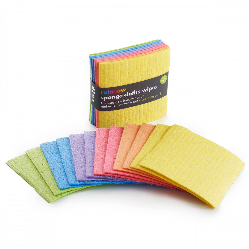 Eco Living Compostable 12 Rainbow Sponge Cloths