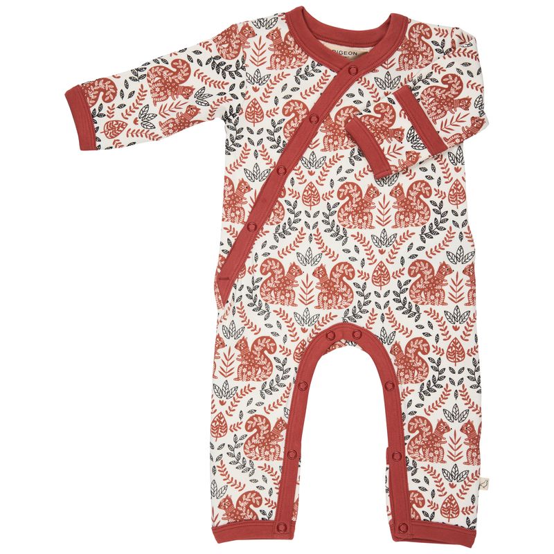 Pigeon Organics Kimono romper (AOP), squirrel