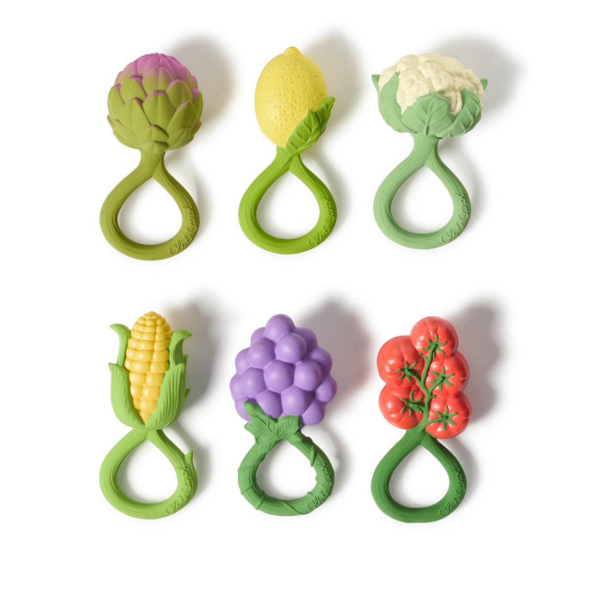 Oli & Carol Grape Natural Rubber Baby Rattle & Teether