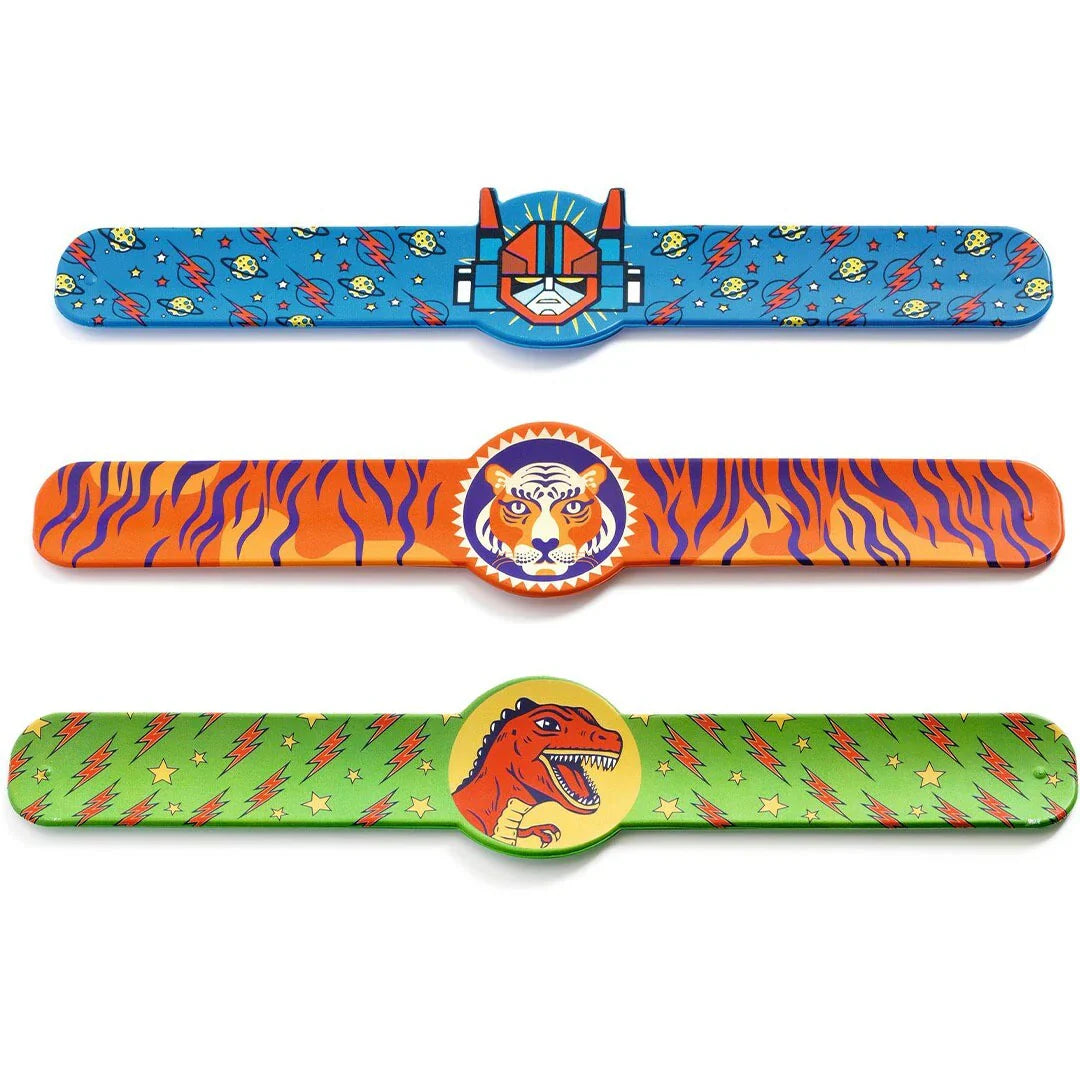 Djeco Slap Bracelets - Dino, Tiger, Super Hero