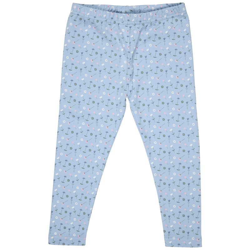 Leggings (AOP), flowers - blue