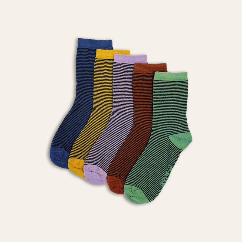 5pk Cotton Stripe Ankle Socks