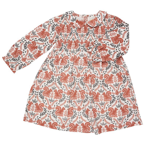 Pigeon Organics Smock dress w. Peter Pan collar, squirrel
