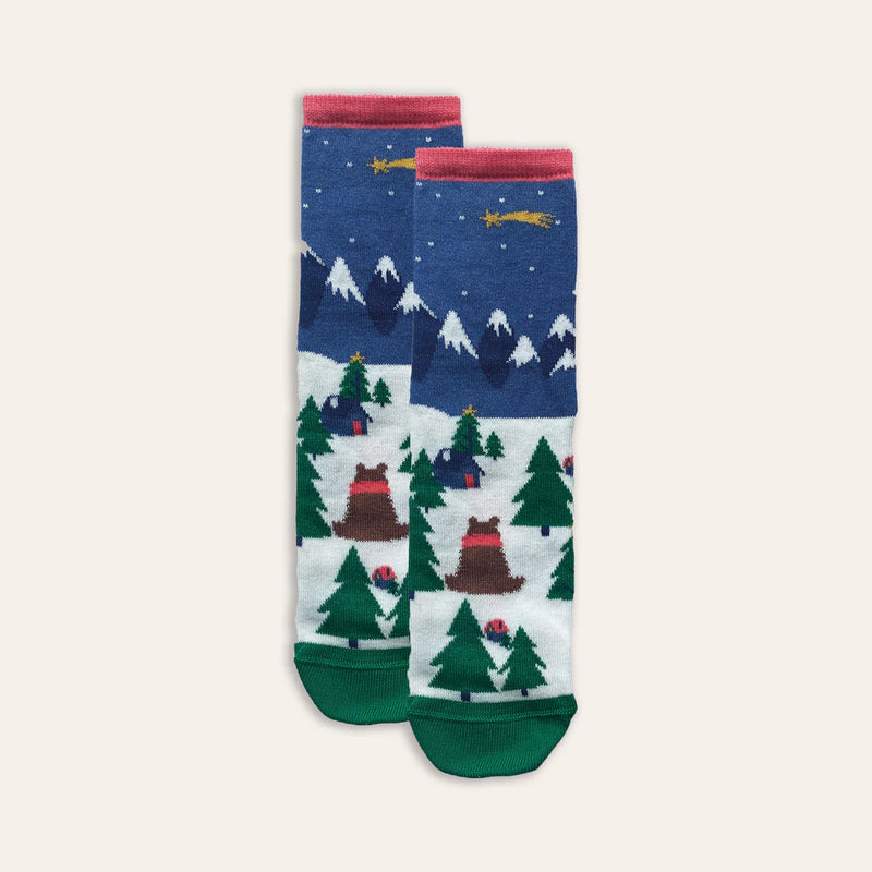 Kids Cotton Christmas Mountain/Bear Socks