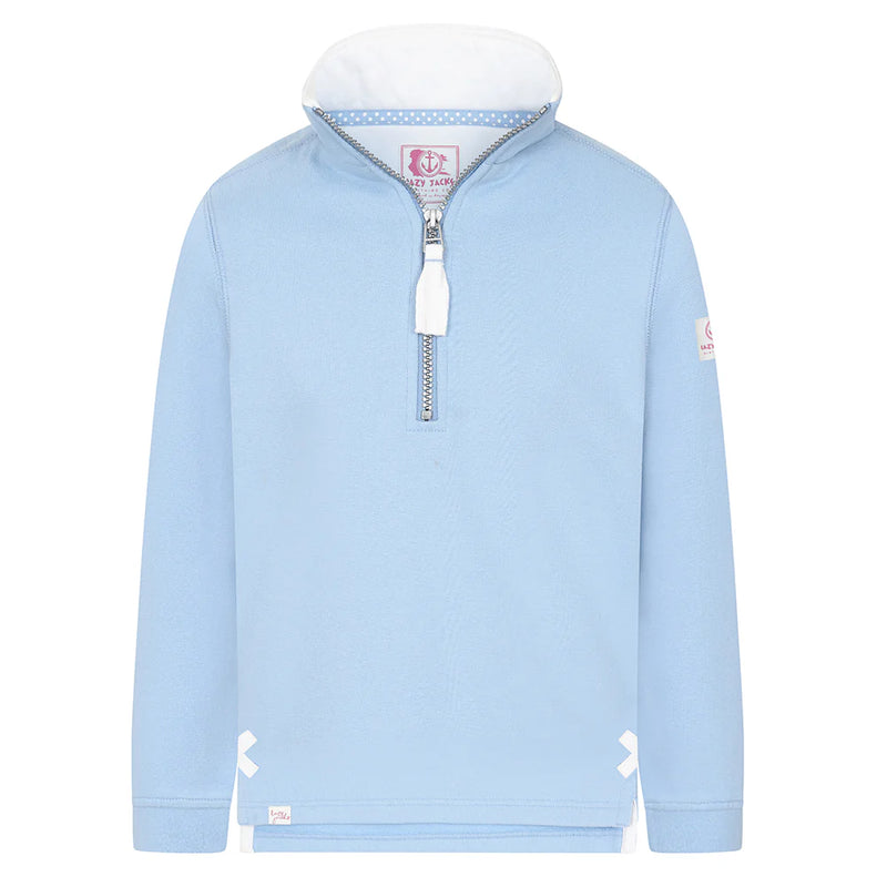 Children's Sky/Beach Hut Lazy Jacks Wells-Next-the-Sea Printed 1/4 Zip Sweatshirt