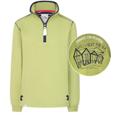 Ladies Pistachio/Beach Huts Lazy Jacks Wells-Next-the-Sea Printed 1/4 Zip Sweatshirt