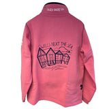 Ladies Salmon/Beach Hut Lazy Jacks Wells-Next-the-Sea Printed 1/4 Zip Sweatshirt
