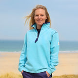 Lazy Jacks Ladies Wells-Next-the-Sea Printed 1/4 Zip Sweatshirt - Spearmint/Sign Post
