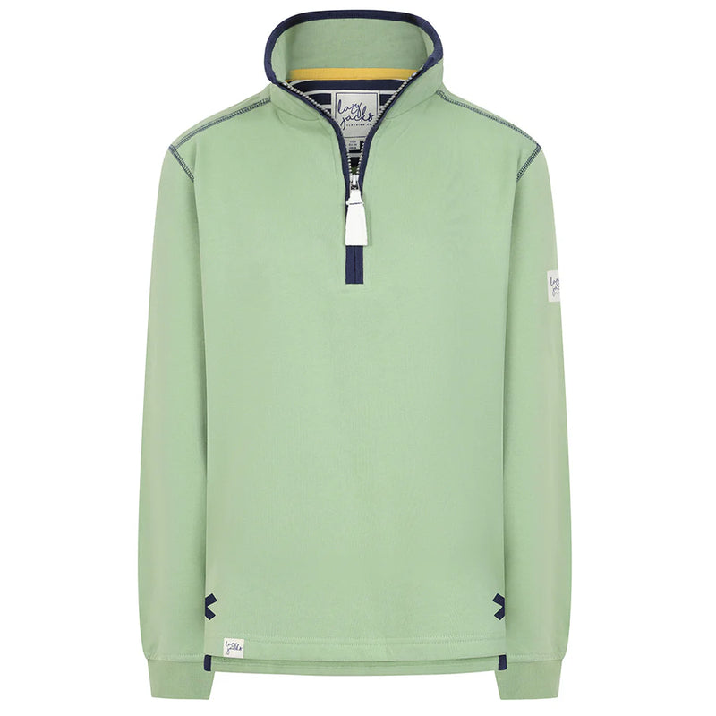 Lazy Jacks Ladies Wells-Next-the-Sea Printed 1/4 Zip Sweatshirt - Grass/Sign Post