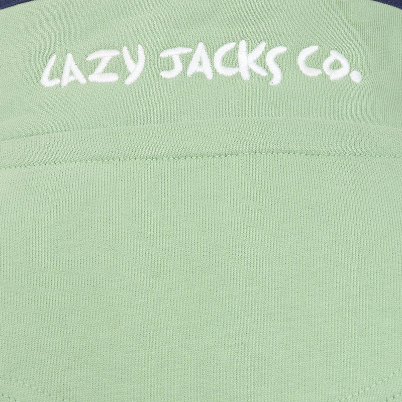 Lazy Jacks Ladies Wells-Next-the-Sea Printed 1/4 Zip Sweatshirt - Grass/Sign Post