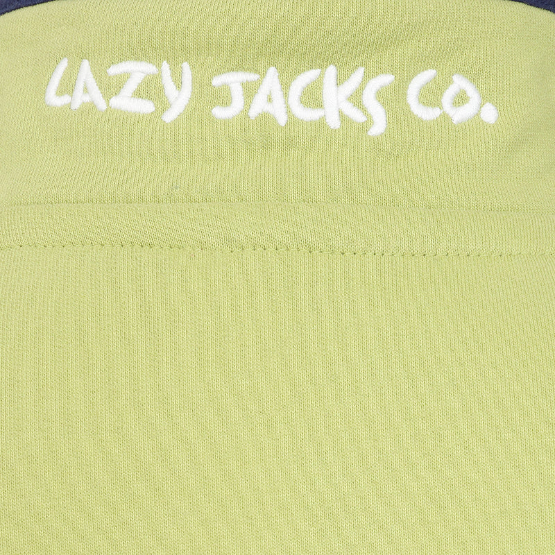 Lazy Jacks Ladies Wells-Next-the-Sea Printed 1/4 Zip Sweatshirt - Pistachio/Sign Post