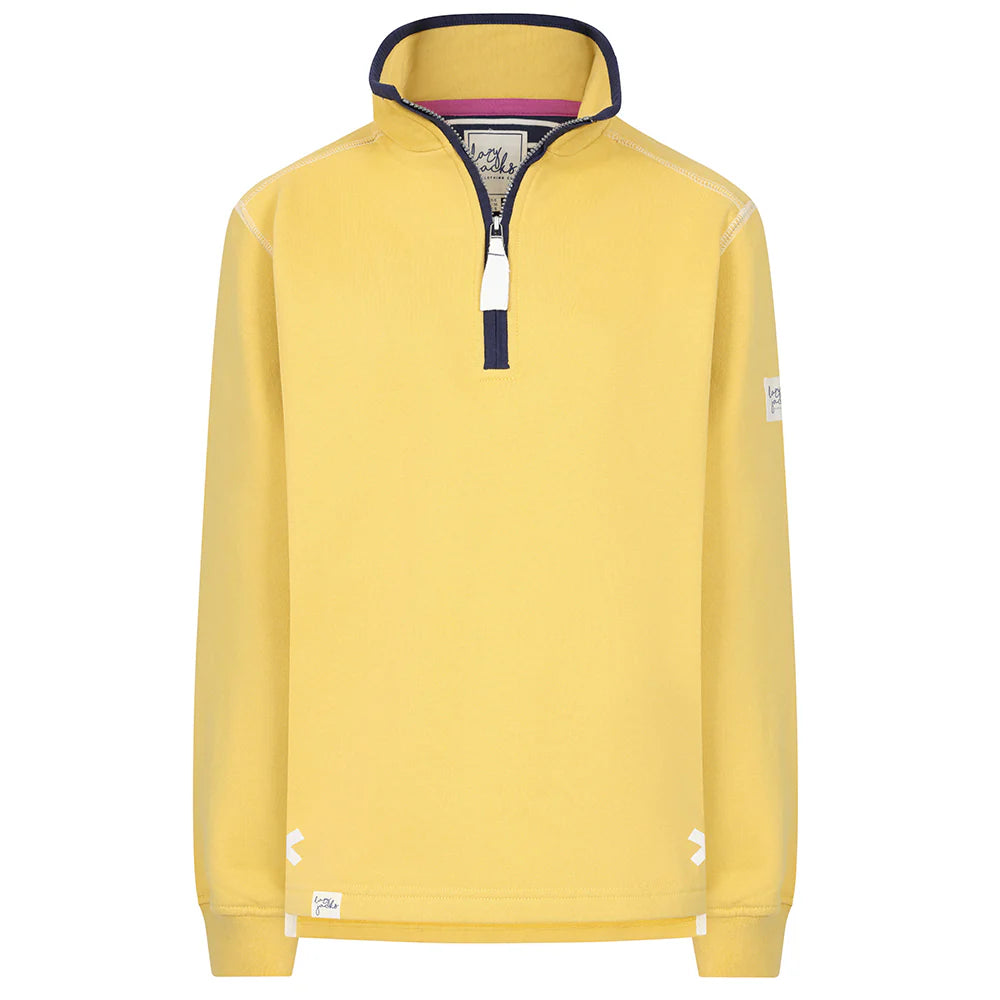 Ladies Lemon/Beach Hut Lazy Jacks Wells-Next-the-Sea Printed 1/4 Zip Sweatshirt