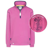 Ladies Raspberry/Sign Post Lazy Jacks Wells-Next-the-Sea Printed 1/4 Zip Sweatshirt