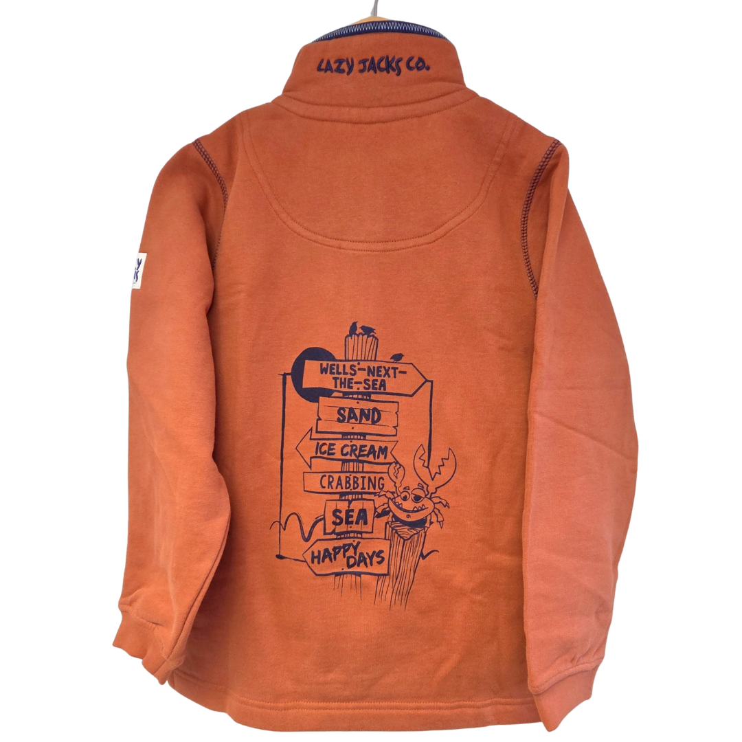 Children's Orange/Sign Post Lazy Jacks Wells-Next-the-Sea Printed 1/4 Zip Sweatshirt (Copy)