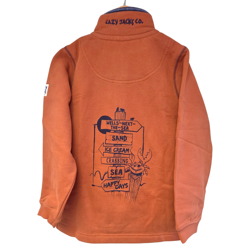 Children's Saffron/Sign Post Lazy Jacks Wells-Next-the-Sea Printed 1/4 Zip Sweatshirt