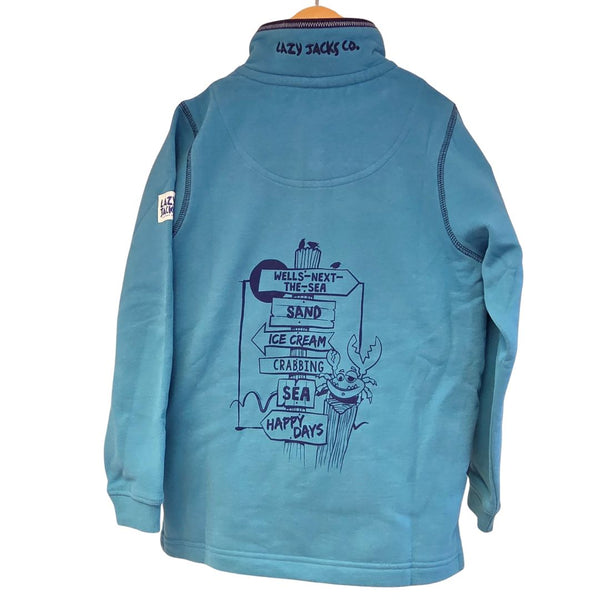 Children's Peacock/Sign Post Lazy Jacks Wells-Next-the-Sea Printed 1/4 Zip Sweatshirt