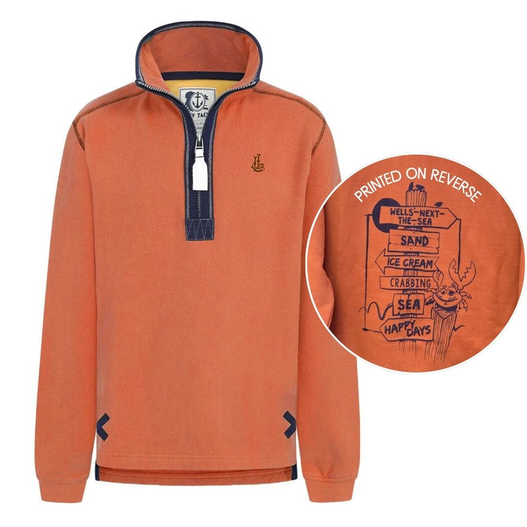 Children's Orange/Sign Post Lazy Jacks Wells-Next-the-Sea Printed 1/4 Zip Sweatshirt (Copy)