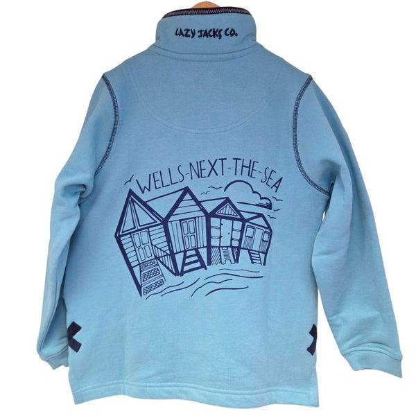 Children's Spearmint/Beach Hut Lazy Jacks Wells-Next-the-Sea Printed 1/4 Zip Sweatshirt