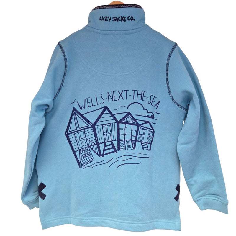 Children's Spearmint/Beach Hut Lazy Jacks Wells-Next-the-Sea Printed 1/4 Zip Sweatshirt