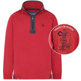 Men's Red/Sign Post Lazy Jacks Wells-Next-the-Sea Printed 1/4 Zip Sweatshirt