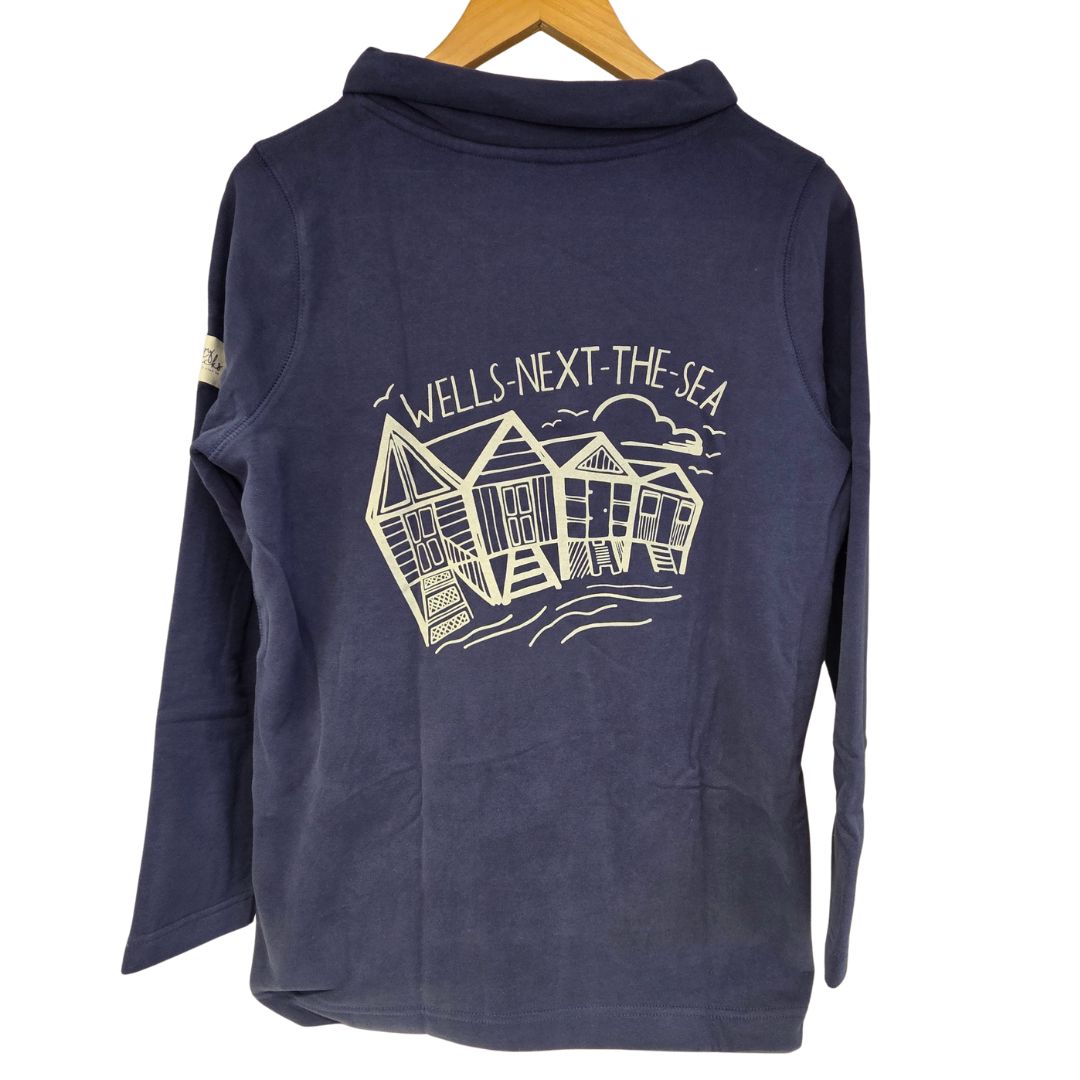 Ladies Twilight/Beach Hut Lazy Jacks Wells-Next-the-Sea Printed Roll Neck Sweatshirt