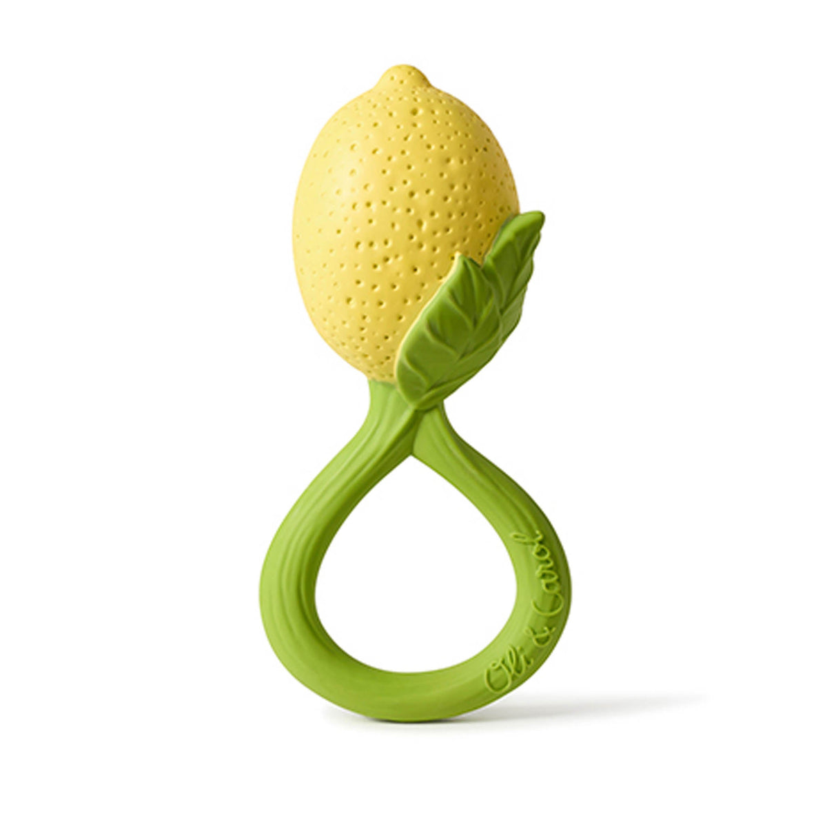 Oli & Carol Lemon Natural Rubber Baby Rattle & Teether