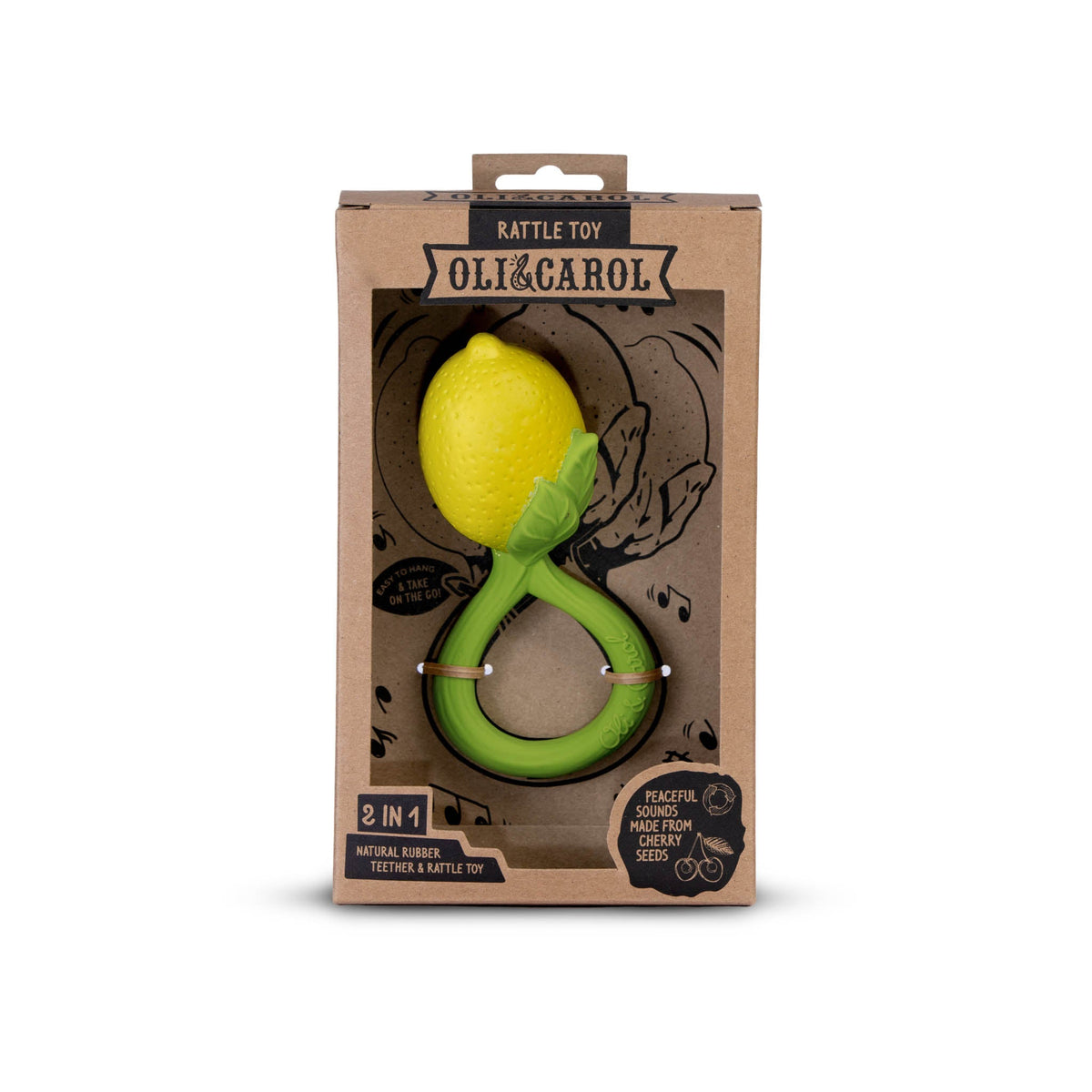 Oli & Carol Lemon Natural Rubber Baby Rattle & Teether