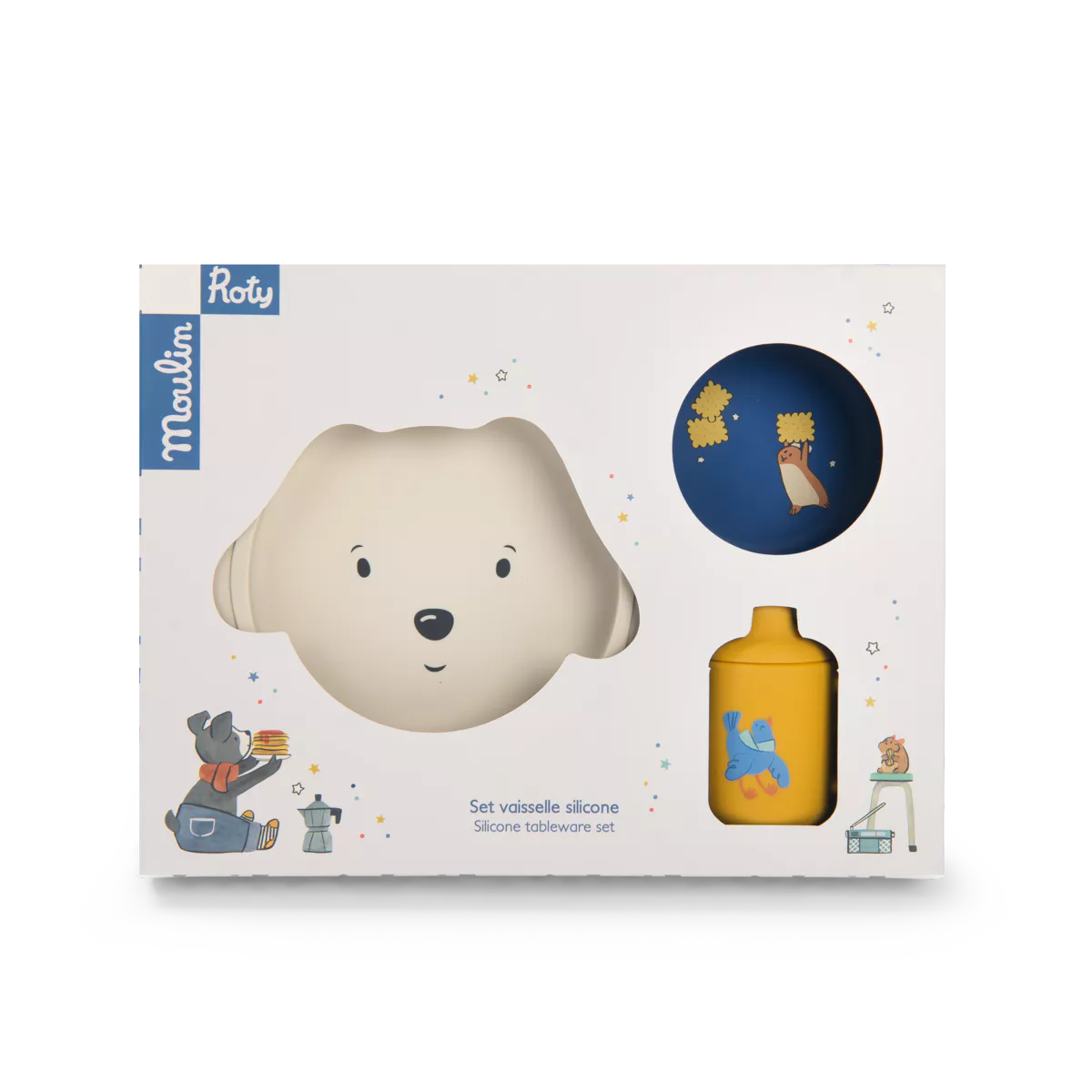 Moulin Roty Silicone Dish Set Puce & Pilou
