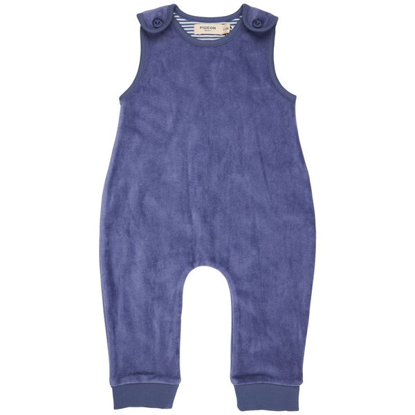Pigeon Organics Velour playsuit - velvet blue