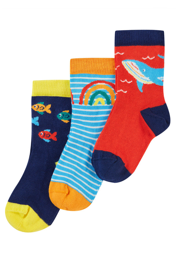 Frugi Little Socks 3 Pack - Rainbow Sea Multipack