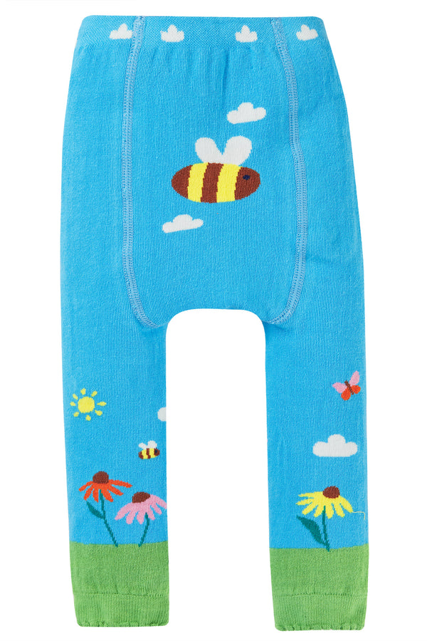 Frugi Little Knitted Leggings - Beluga Blue/Bee