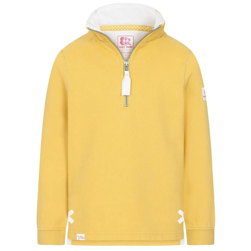 Lazy Jacks Children's Wells-Next-the-Sea Printed 1/4 Zip Sweatshirt - Lemon
