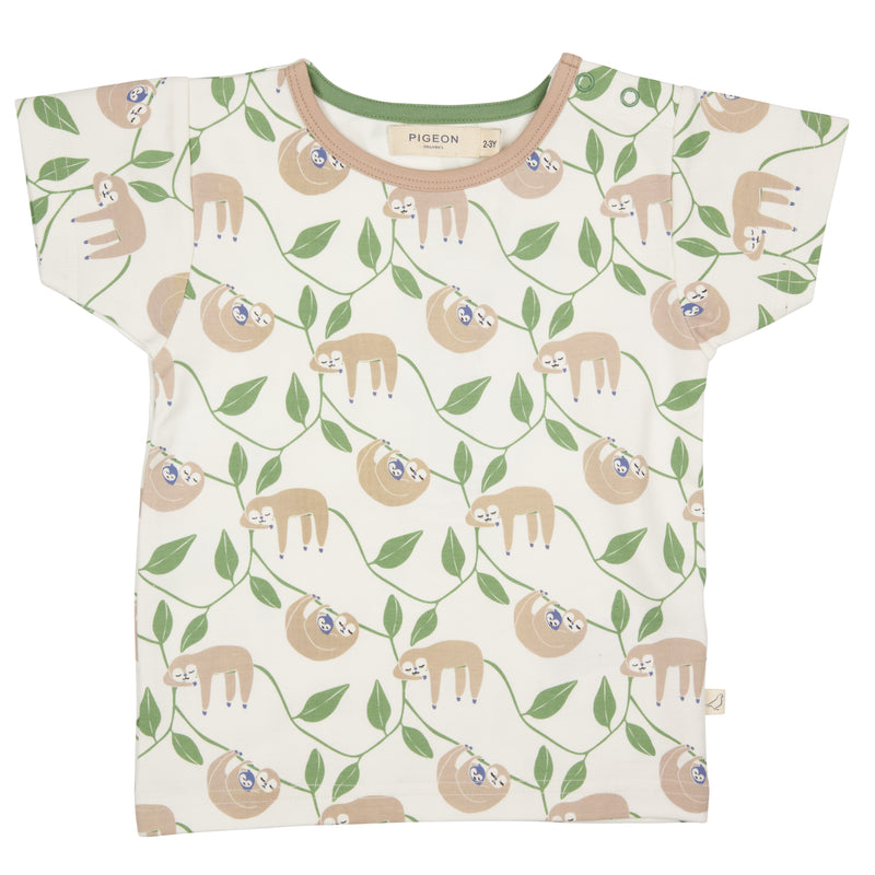 Pigeon Organics Short sleeve T-shirt (AOP), sloth