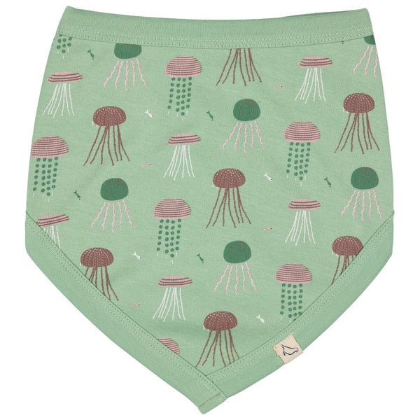 Pigeon Organics Bib (AOP), jellyfish - green